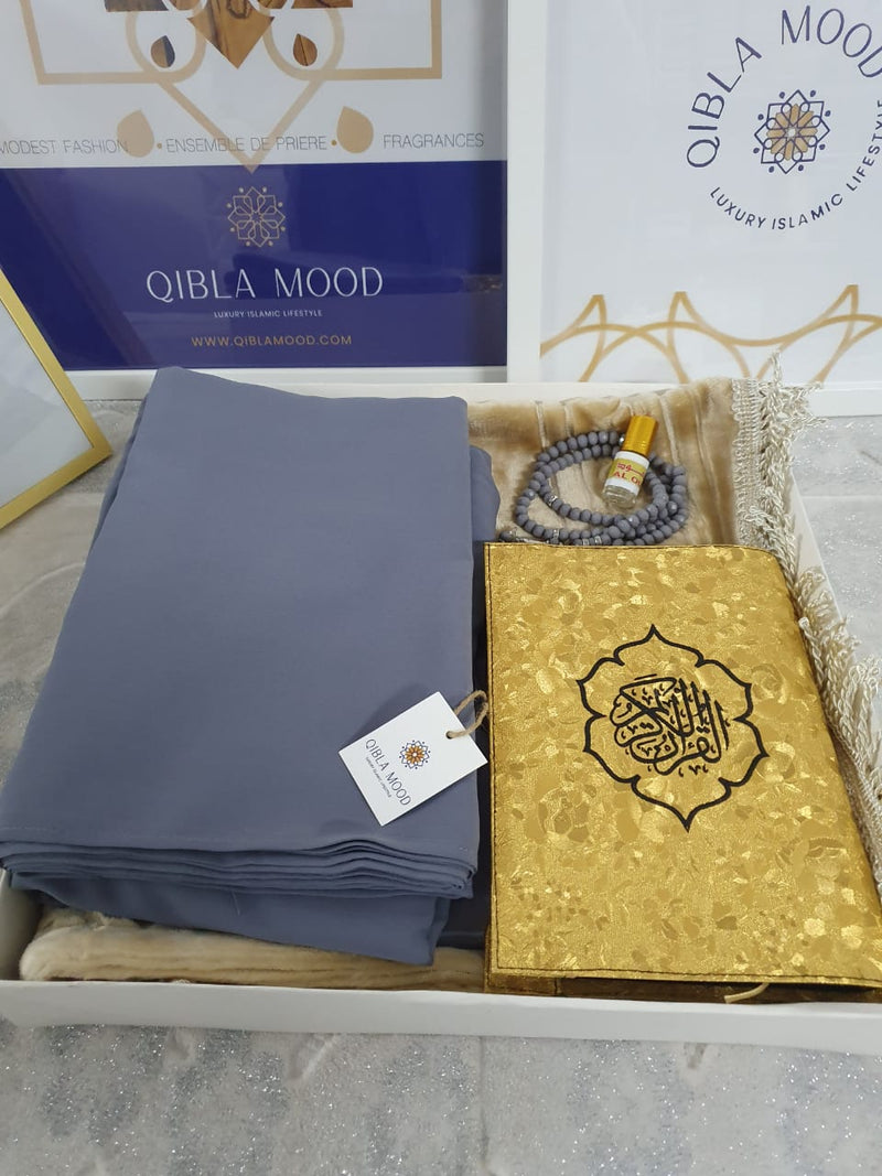Pack Qibla Mood (Sajjadah+ tasbih+ quraan+abaya + parfum oud)