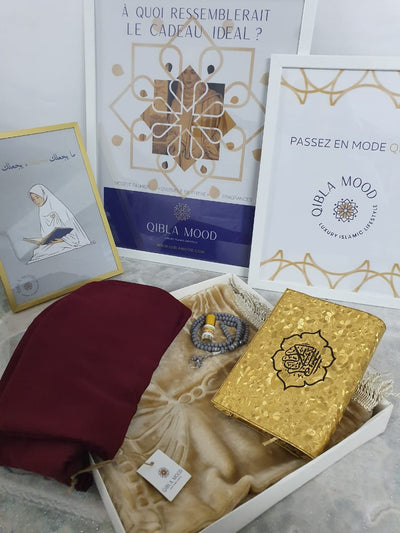 Pack Qibla Mood (Sajjadah+ tasbih+ quraan+abaya + parfum oud)
